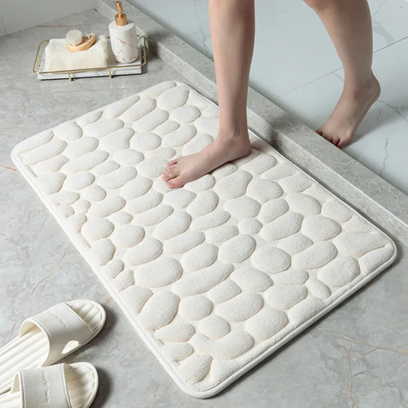 Tapis pavé paillasson en mousse à mémoire de forme en relief tapis de bain absorbant tapis de salle de bain antidérapant baignoire côté salle de douche tapis 230711