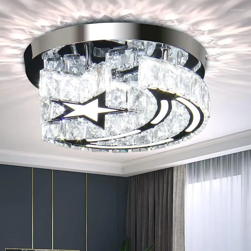 Plafonniers Mini Cristal Lumière Moderne LED Lustre Or Étoile Lune Luminaire Pour Salle À Manger Couloir Entrée Foyer