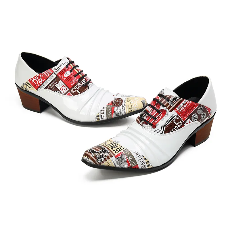 Zapatos grande taille mode Patchwork impression fête de mariage en cuir véritable Derby chaussures affaires décontracté Oxfords à lacets mâle Brogues