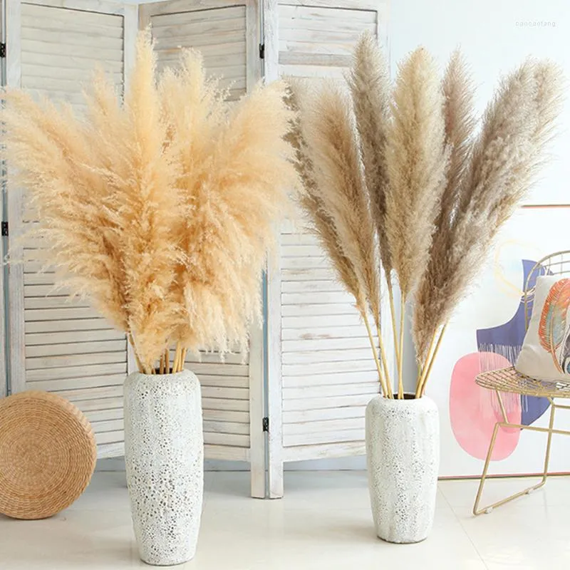 Flores decorativas Pampas Grama Extra Grande Natural Branco Cinza Bege Flores Secas Buquê Fofo Para Casa Boho Decoração Decoração De Casamento