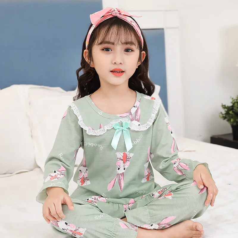 PAJAMAS 2 PCS Коттон девочки с пижамой наборы осенней зимней длинные рукавы детские сносы набор пижамы для девочек пижамы для детей для детей ночной одежды 230710