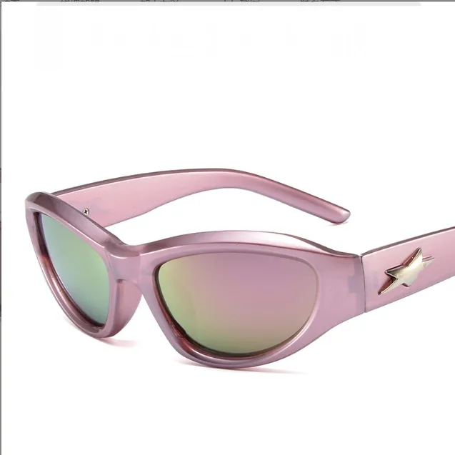 Fashion Bold Y2K Sunglasses Women Star Decorate Sport Sun