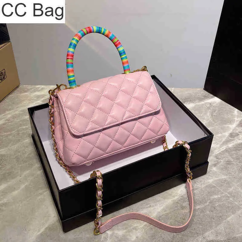 CC Bag Shopping Bags Rainbow Designer Classic Candy Flap Shoulder Premium Leather Quilted Diamond Check Hardware Buckle Crossbody Luxury Lad