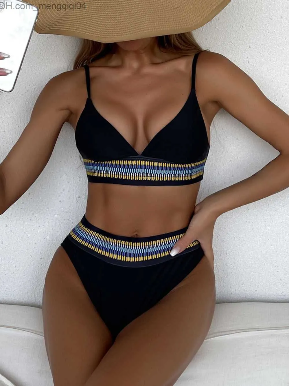 Women's Swimwear Bandeau High Waist Bikini One Shoulder Swimwear Women's 2022 Printed Sexy Bikini Set Vintage Swimwear Women's Swimwear Z230712