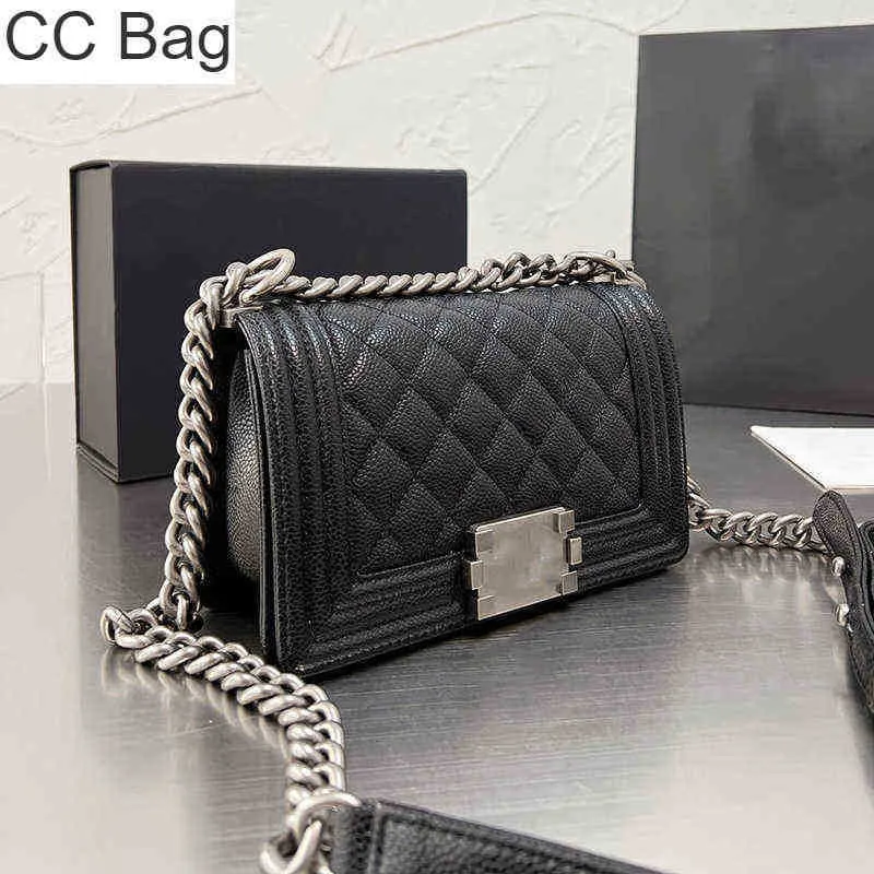 CC Bag Borse per la spesa 2022ss Classic Black Boy Caviar Leather Mini Flap Pelle di vitello trapuntata Oro invecchiato Hardware in metallo argento Tracolla a catena Crossbod