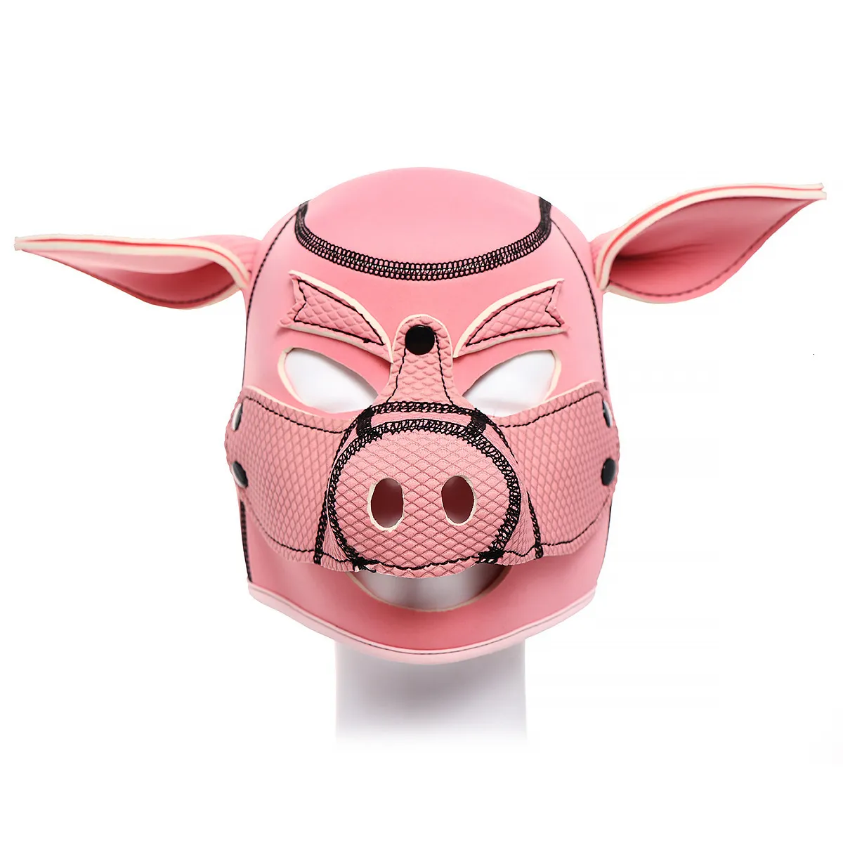 Sexspielzeug für Paare, Neopren-Fetisch-Tiermaske mit abnehmbarer Nase, voller Kopf, Bondage, BDSM, Schwein, Sklavenhaube_voghion.com
