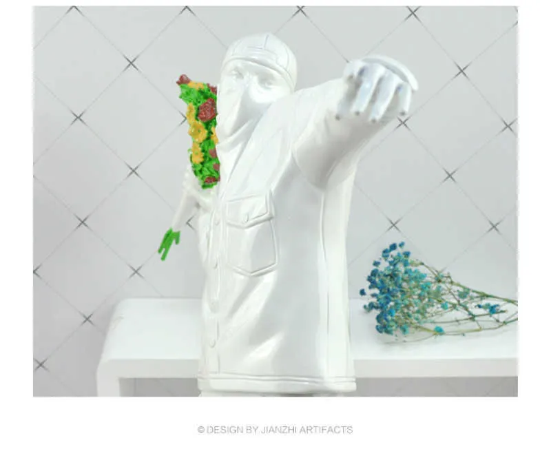 Banksy Flower Bomber Resin Figurine Modern England Street Banksy Flower Bomber Resin Figurine Modern England Street