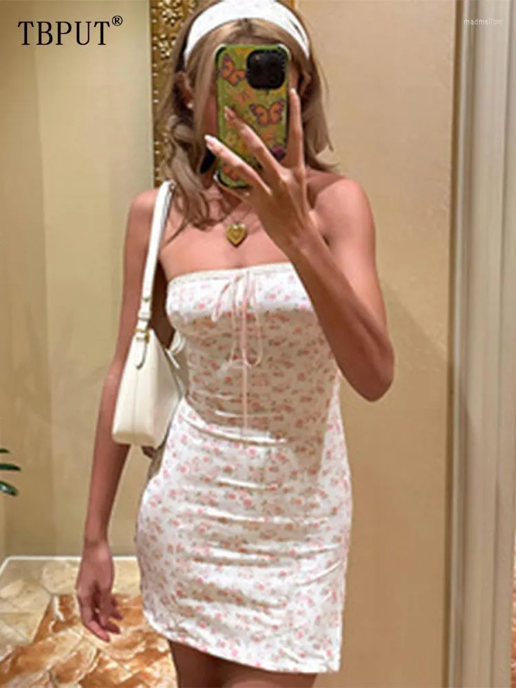 Chest Less Dresses Casual Printed Women's Tube Dress Sleeveless Bodycon Wrapped Chest ...