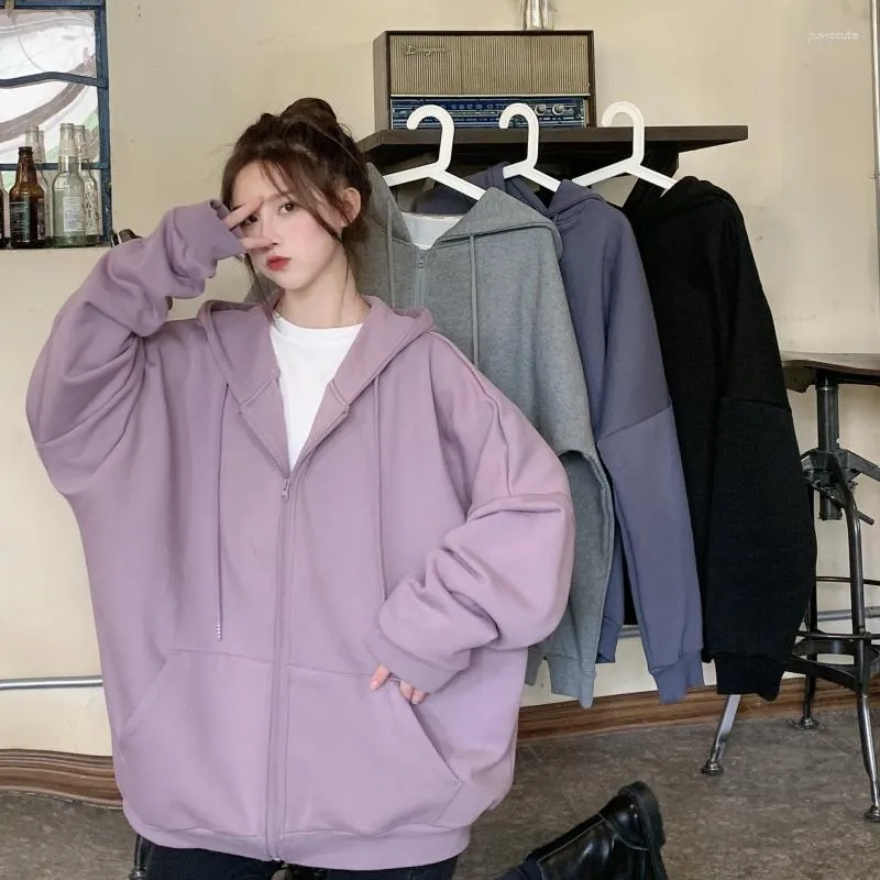 Korean Style Vintage Blue Zip Up Grey Zip Hoodie For Women Oversized Long  Sleeve Sweatshirt For Casual Jogging And Femme From Jiuwocute, $19.06