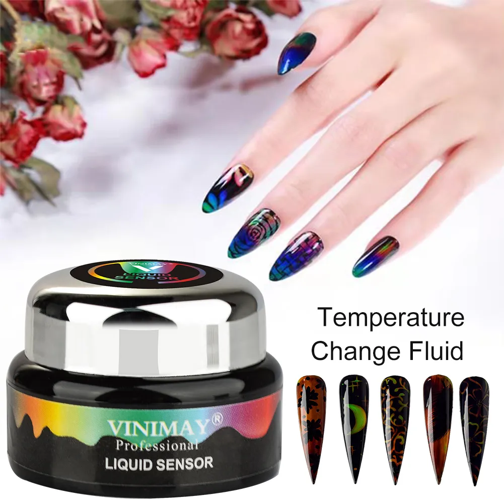 Nail Polish 5ml Nails Thermochromic Liquid Crystal Gel Polish Temperature Color Change Soak Off Gel Mood Ring Pigment Paint Nail Decoration 230711