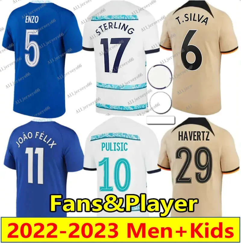 23 22 Sterling Cfc Kante Mount fotbollströjor 2022 2023 Joao Felix Enzo Fernandez Havertz T.sia Pulisic Ziyech Mudryk Cucurella 20 20