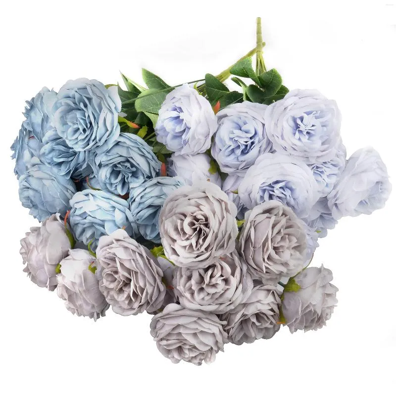 Fleurs décoratives grandes têtes de 10 cm soie artificielle Rose Bouquet de fleurs pour la décoration de mariage à la maison fournitures de jardin faux