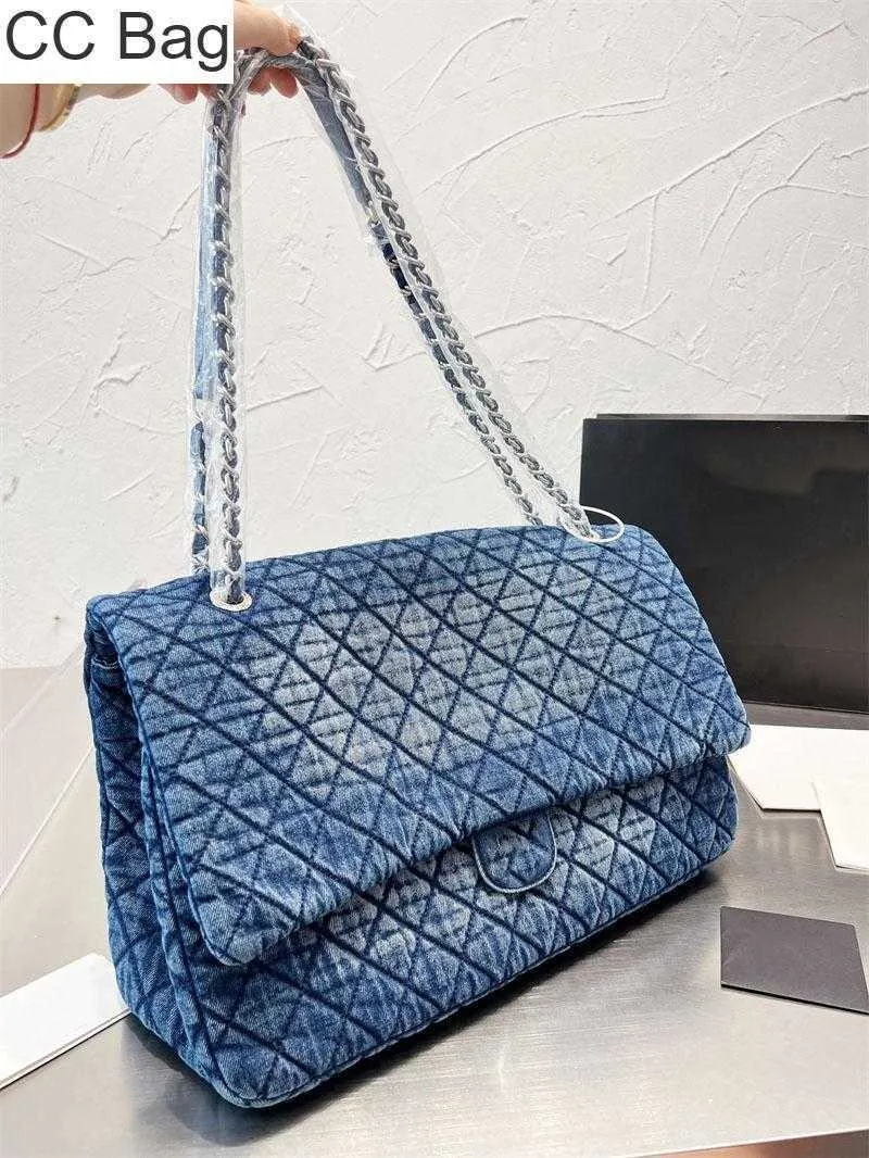 Torba CC 10A Luksusowe Torby na ramię unisex Designer Torba przez ramię Średni niebieski Haft Pikowana Denim Torba z klapką Popularne torebki Portmonetki Portfele Srebrny Sprzęt