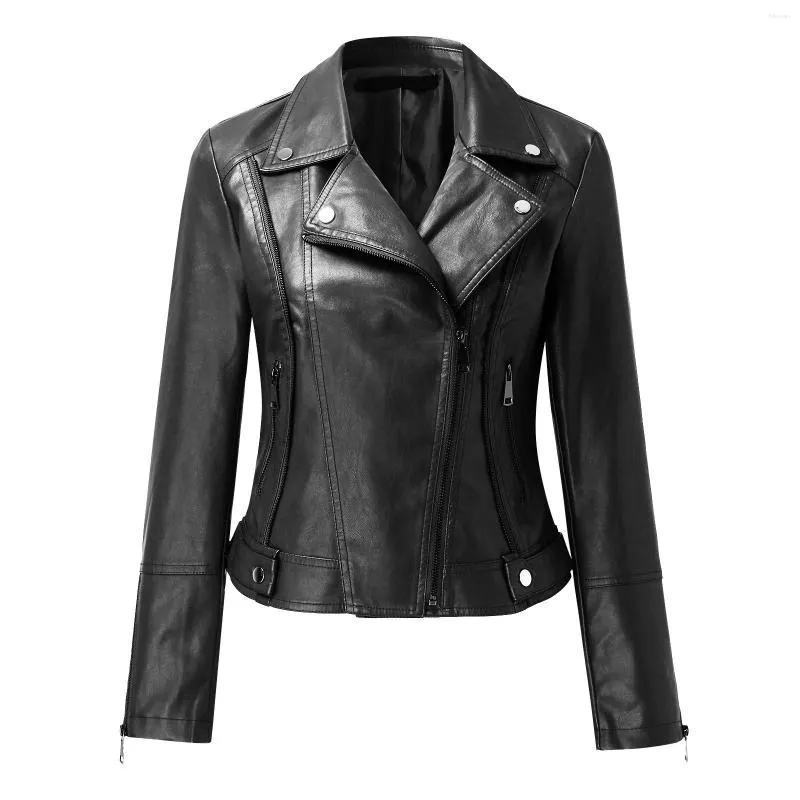 Jaquetas femininas 2023 moda marrom couro para mulher jaqueta de motocicleta preto moto faue vestido feminino casaco curto casacos de inverno
