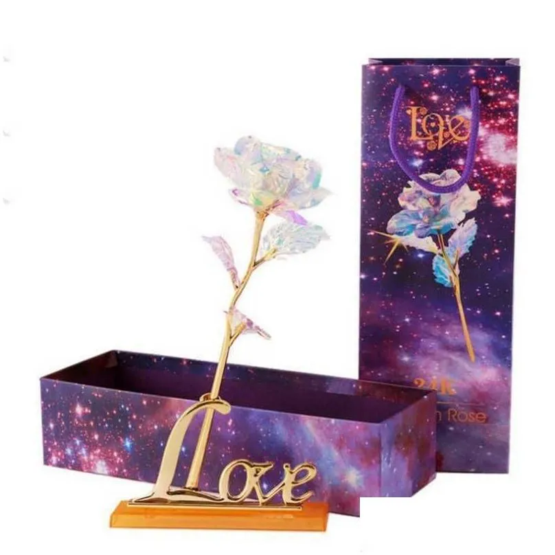 Sachet Tassen Drop Valentijnsdag Creatief Cadeau 24K Folie Verguld Rose Goud Duurt Liefde Bruiloft Decor Minnaar Verlichting Y0728 Levering Thuis Dher1