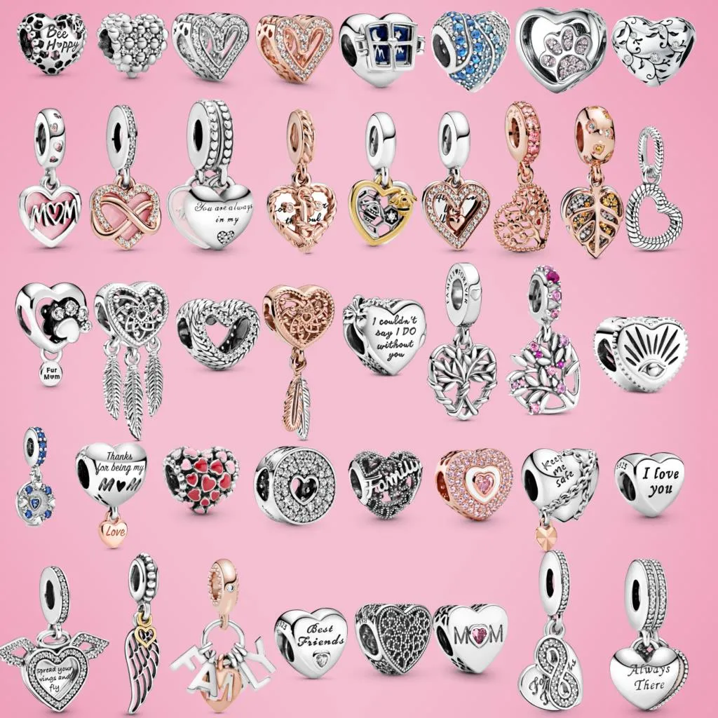925 Zilver Fit Pandora Charm New Mom Love Infinity Heart Dreamcatcher Beads Dangle Fashion Charms Set Hanger DIY Fine Beads Sieraden