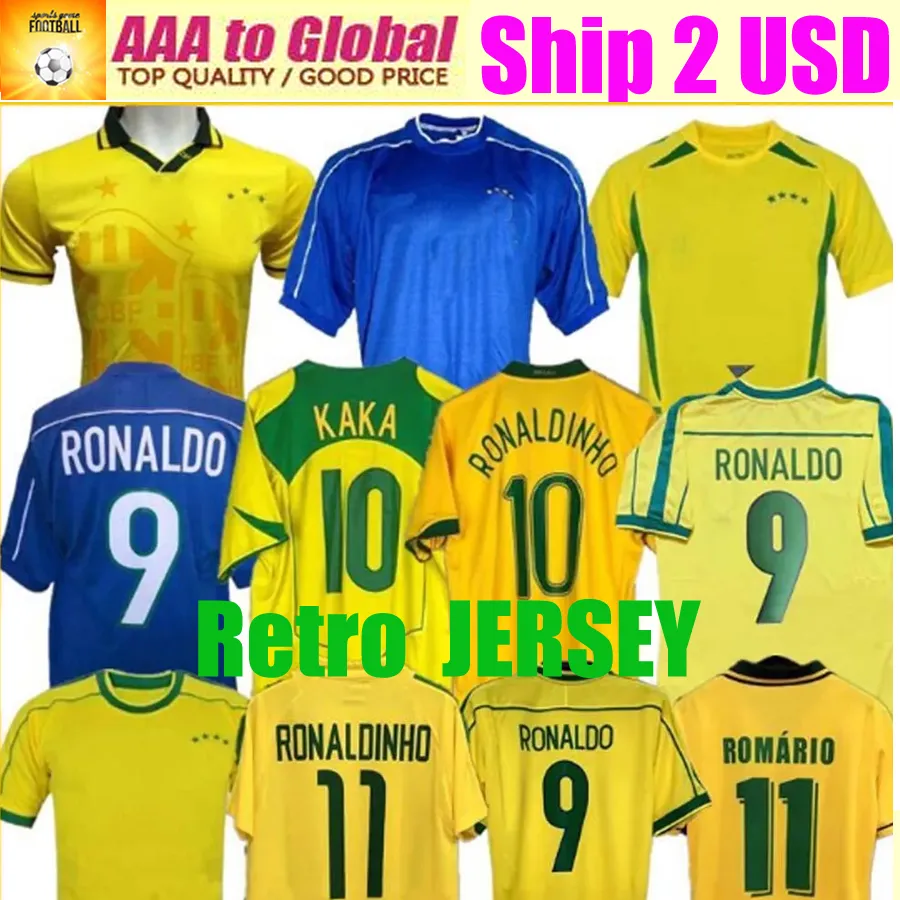 1998 Futbol Formaları 2002 Retro Camisetas Carlos Romario Ronaldinho 2004 Camisa de Futebol 1994 2006 1982 Rivaldo Adriano Brasils