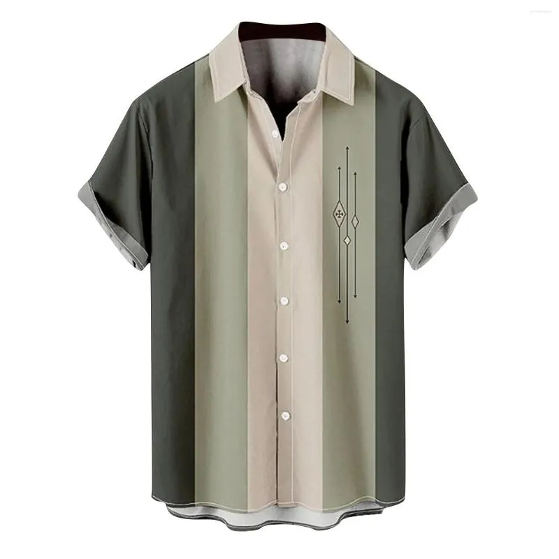 Men's Casual Shirts Vintage For Men Bowling Shirt Short Sleeve Button Down Hawaiian Summer Beach Printed Blouse Handsome