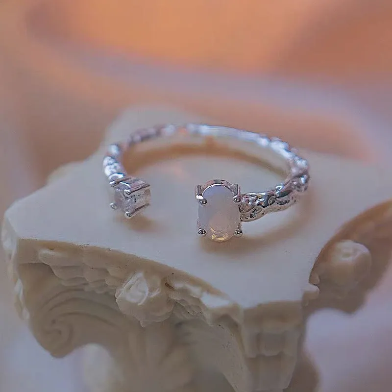 Vintage irrégulier liquide métal opale anneaux pour femmes hommes coréen mode filles Zircon Design esthétique anneau 2023 Y2k bijoux