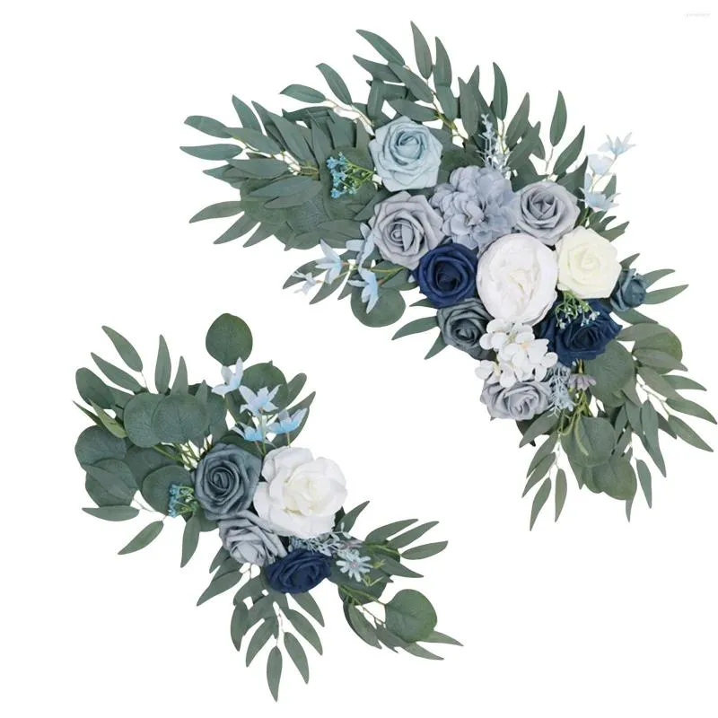 Decoratieve Bloemen 2x Bruiloft Boog Bloem Swag Groene Bladeren Garland Voor Auto