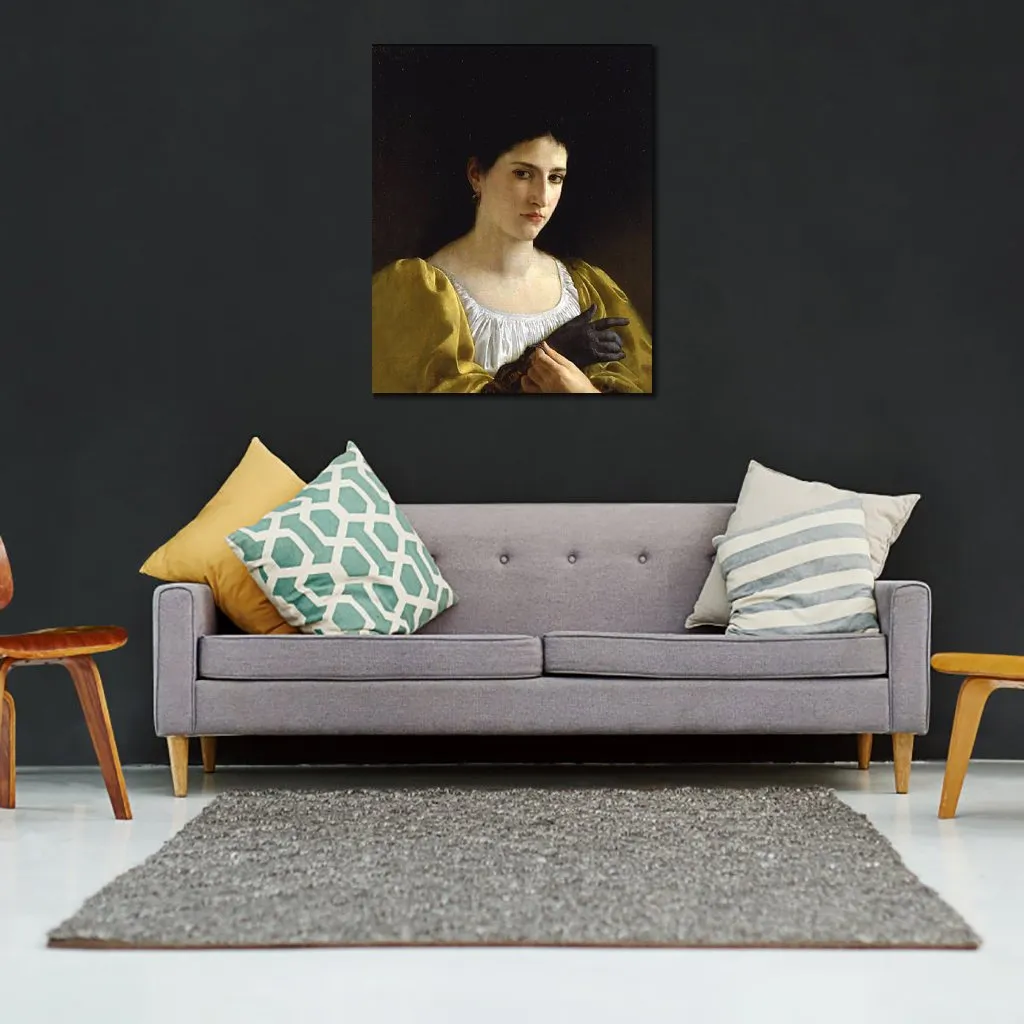 Mooie vrouwelijke canvas kunst slaapkamer decor dame met handschoen William Adolphe Bouguereau schilderij handgemaakte hoge kwaliteit