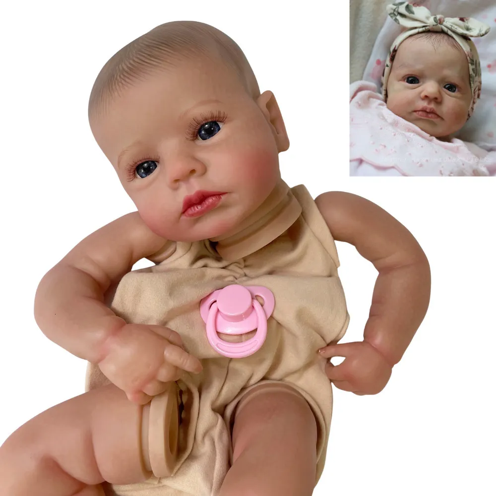 Poupées 20 pouces déjà peintes Kit bébé Reborn LouLou avec cheveux et cils 3D peau non assemblée bricolage pièces de poupée à la main 230710