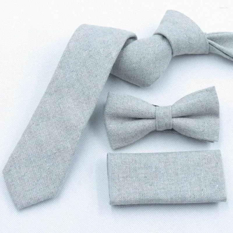 Papillon Texture Lana 6cm Cravatta Grigio Chiaro Boutique Uomo Asciugamano Taschino Abbinato Fashion Slim Gravata