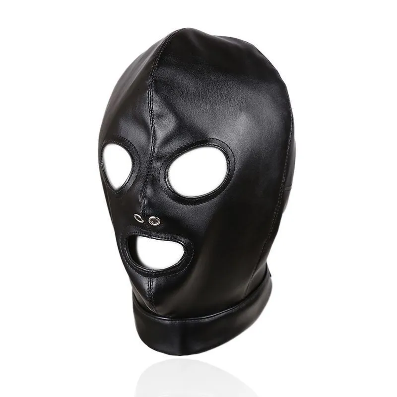 Cappuccio imbottito in pelle SM per adulti Benda per imbracatura per la testa Maschera BDSM Bocca aperta Bondage per occhi Giocattoli sessuali per_voghion.com