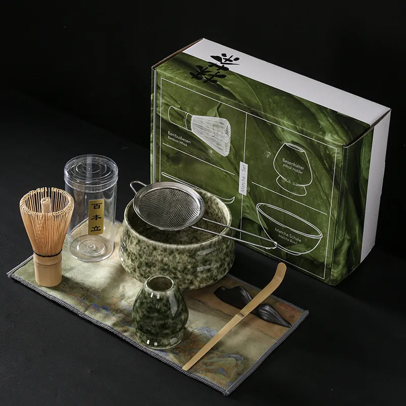 Matcha Tea Set 5 Pcs, Japanese Traditional Ceramic Bowl, Bamboo Whisk - View #6