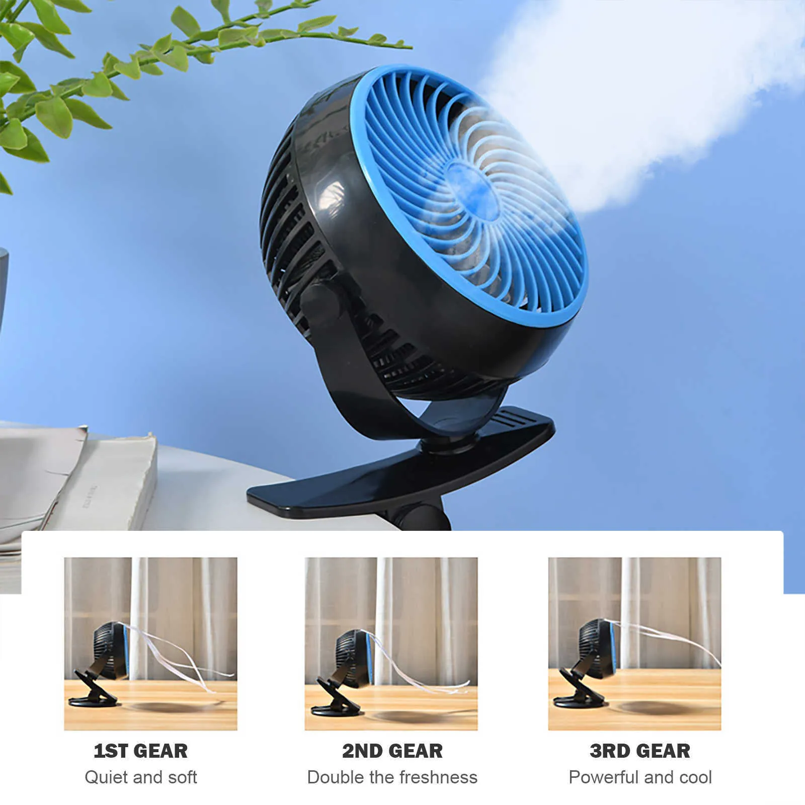 Ventilatori elettrici Telecamere Clip portatile su ventola Clip da scrivania Ventilatore AC personale silenzioso per ufficio, camera da letto, casa