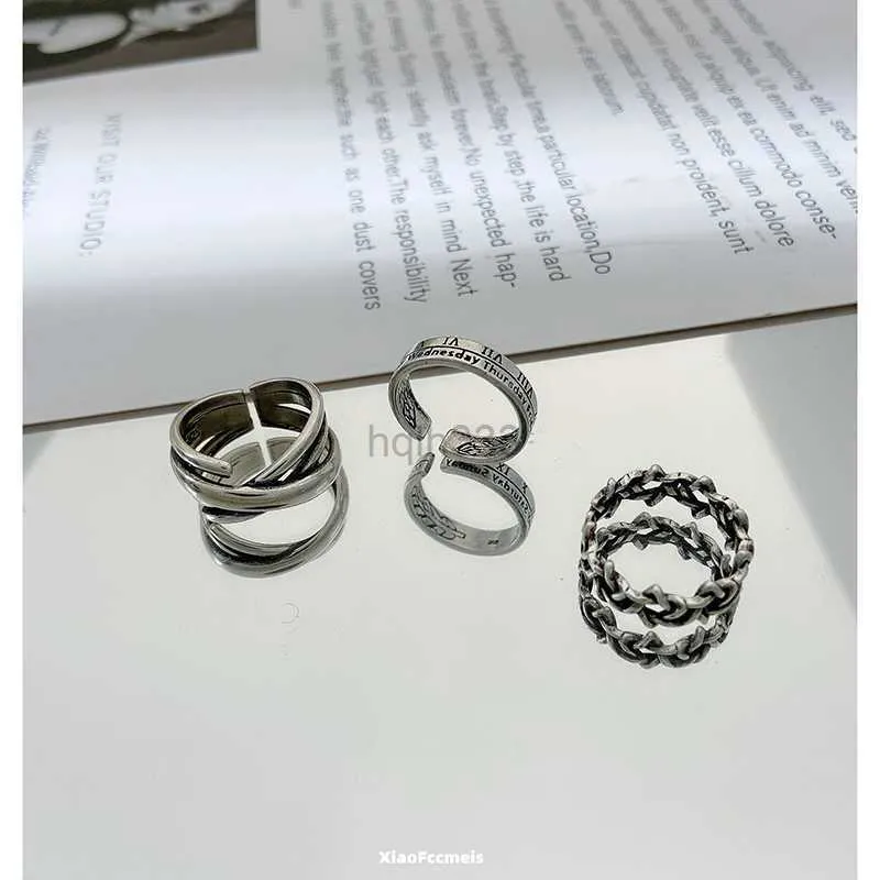 stuk Ring Drie Set Vintage Romeinse cijfers Ring voor Mannen en Vrouwen Ins Mode Netwerk Rode Persoonlijkheid Eenvoudige Wijsvinger Opening RingJGUU