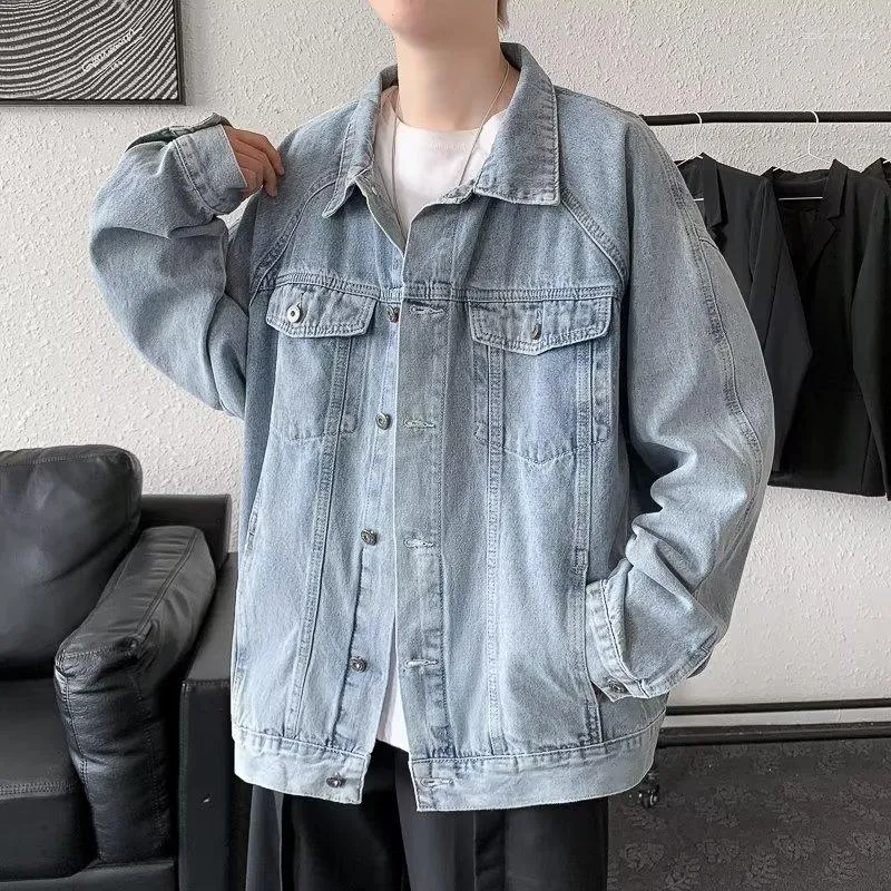 Hommes Vestes De Luxe Printemps Et Automne Lâche Denim Manteau Mâle Mode Coréenne Cargo Veste 2023 Vintage Bleu Avec Nordic Casual Ins