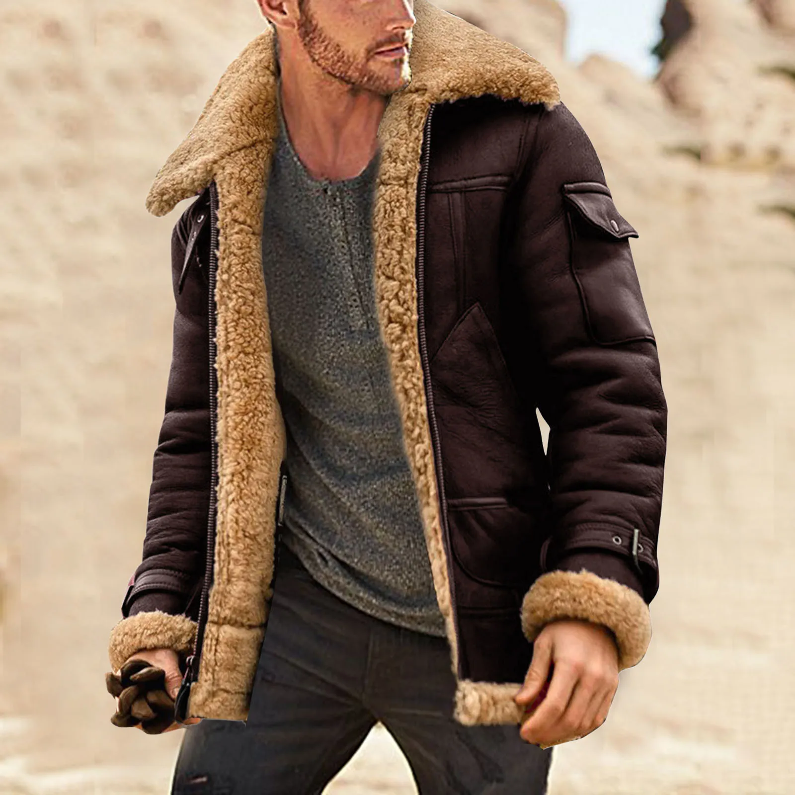 Casual lapel collar clearance plain thicken keep coat