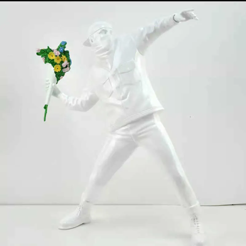 Banksy Flower Bomber Resin Figurine Modern England Street
