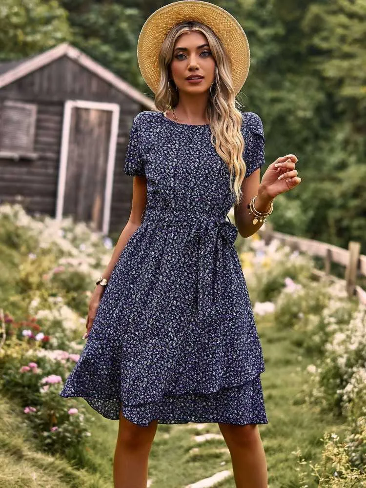 Vestidos Urbanos Atractivos 2023 Nuevos Fajas Con Estampado Floral
