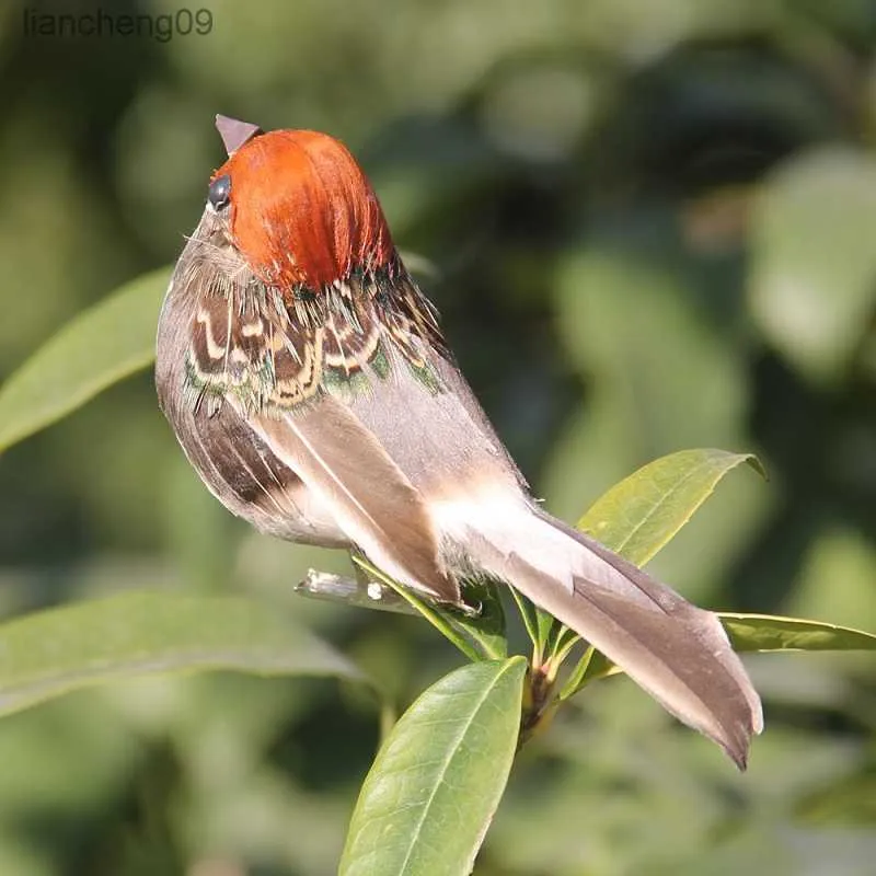 12pcs Creative Imitation Sparrow Bird Garden Decoration Artificial Foam Feather Simulation Animals Home Outdoor Ornaments Prop L230620