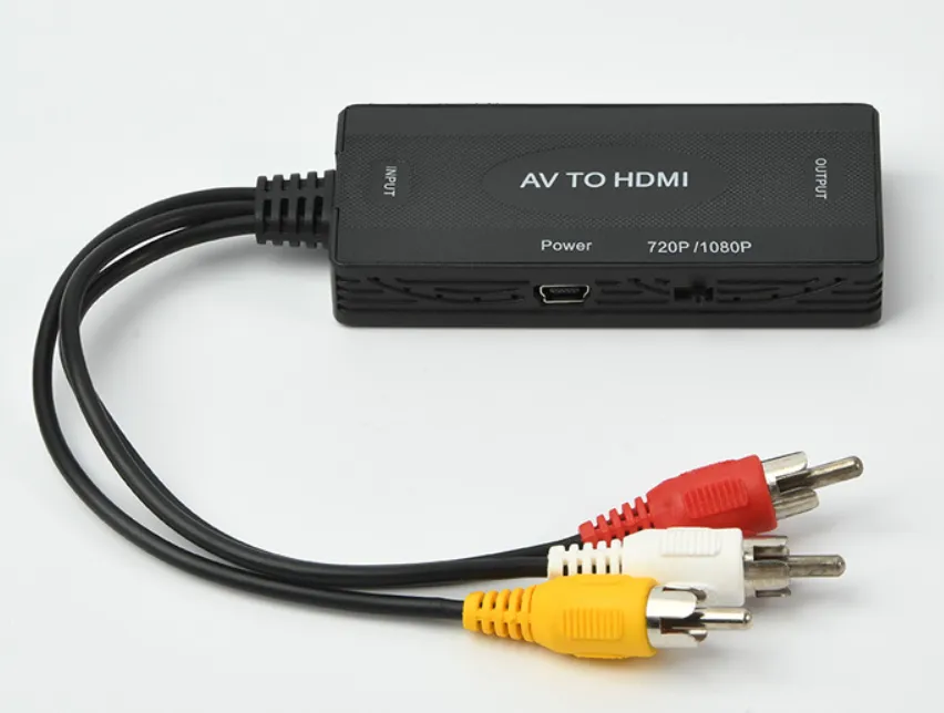 AV para HDMI Converter HDMI 1080p 720p para o computador de caixa de reconfiação para cabo de TV RCA de três cores