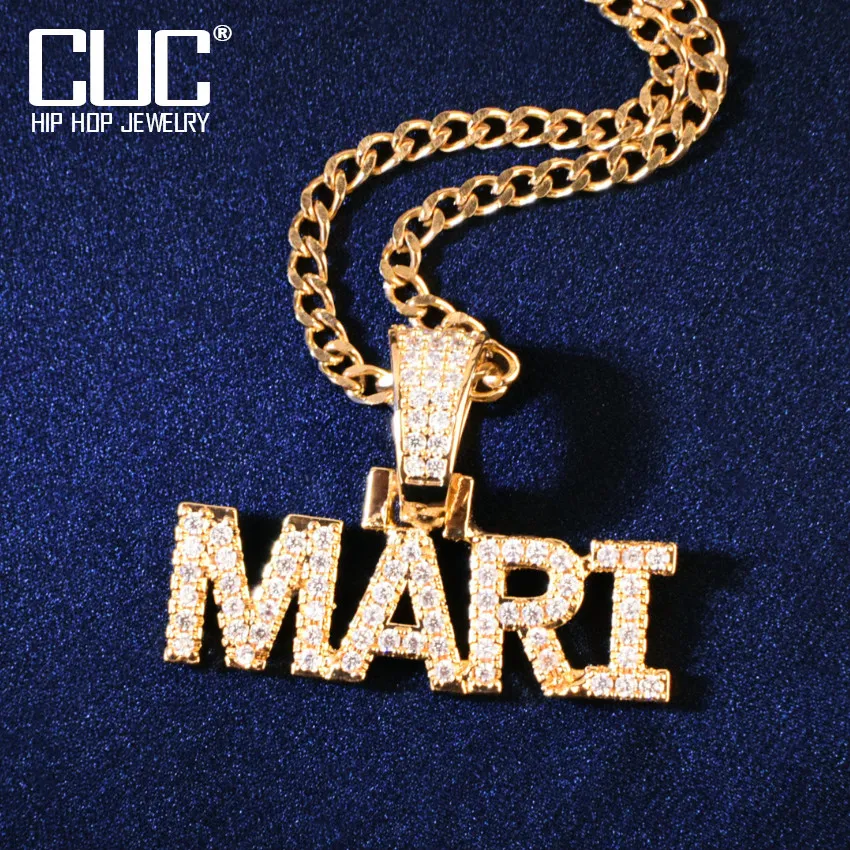 Pendentif Colliers CUC Personnalisé Petite Lettre Nom Chaîne Pour Femmes Hommes Glacé Zircon Hiphop Collier Personnalisé Bijoux Cadeau 230710