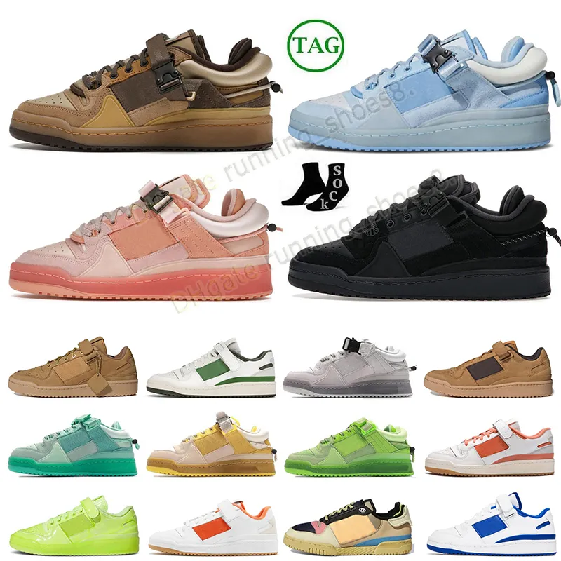 Original Bad Bunny Forum 84 Zapatos para correr Hebilla Baja Mujer Hombre Deportes Café Marrón Rosa Huevo de Pascua Volver Blanco Gris OG Azul brillante Plataforma de trigo Zapatillas de deporte