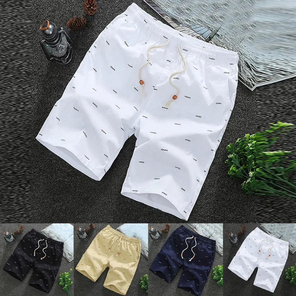 Men's Shorts Summer Shorts Men Mid Rise Fish Bone Print Men Shorts Loose Drawstring Pockets Short Pants Bottoms High Quality Shorts 230710