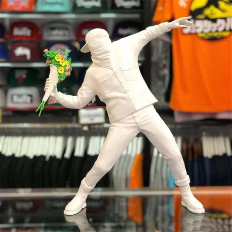 Banksy Flower Bomber Resin Figurine Modern England Street Banksy Flower Bomber Resin Figurine Modern England Street