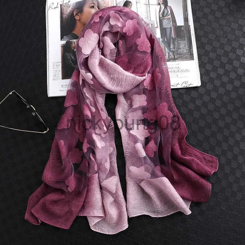 Sarongs 2022 Designer Brand Women Scarf Summer Silk Scarves For Lady Pashmina Long Size Foulard Bandana Hijabs Scarfs Neck Shawls Wraps x0711