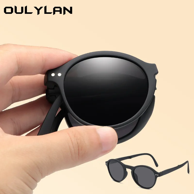 Oulylan New Women Round Sunglasses 2022 Trending Product Black UV400 Classic Foldable Eyewear Men Retro Mirror Red Sun Glasses