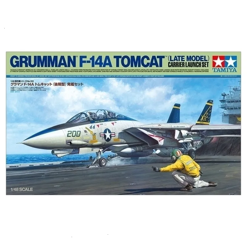 Modellino pressofuso Tamiya Grumman F 14A Tomcat Late Departure 1 48 No 122 61122 Kit in plastica 230710