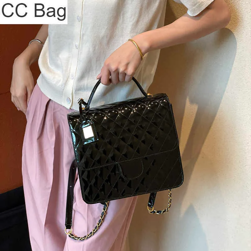 10A CC Borsa da donna classica con patta trapuntata in pelle verniciata Borse a zaino Top Handle Totes Hardware in metallo dorato Grande capacità Designer di lusso Outdoor