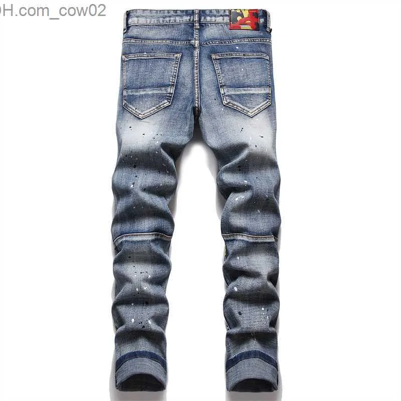 Herenjeans Jean Homme jeans heren streetwear torn Denim broek heren trendmerken Broeken Destroyed Hole slim geschikt voor eenvoudig design heren Z230711