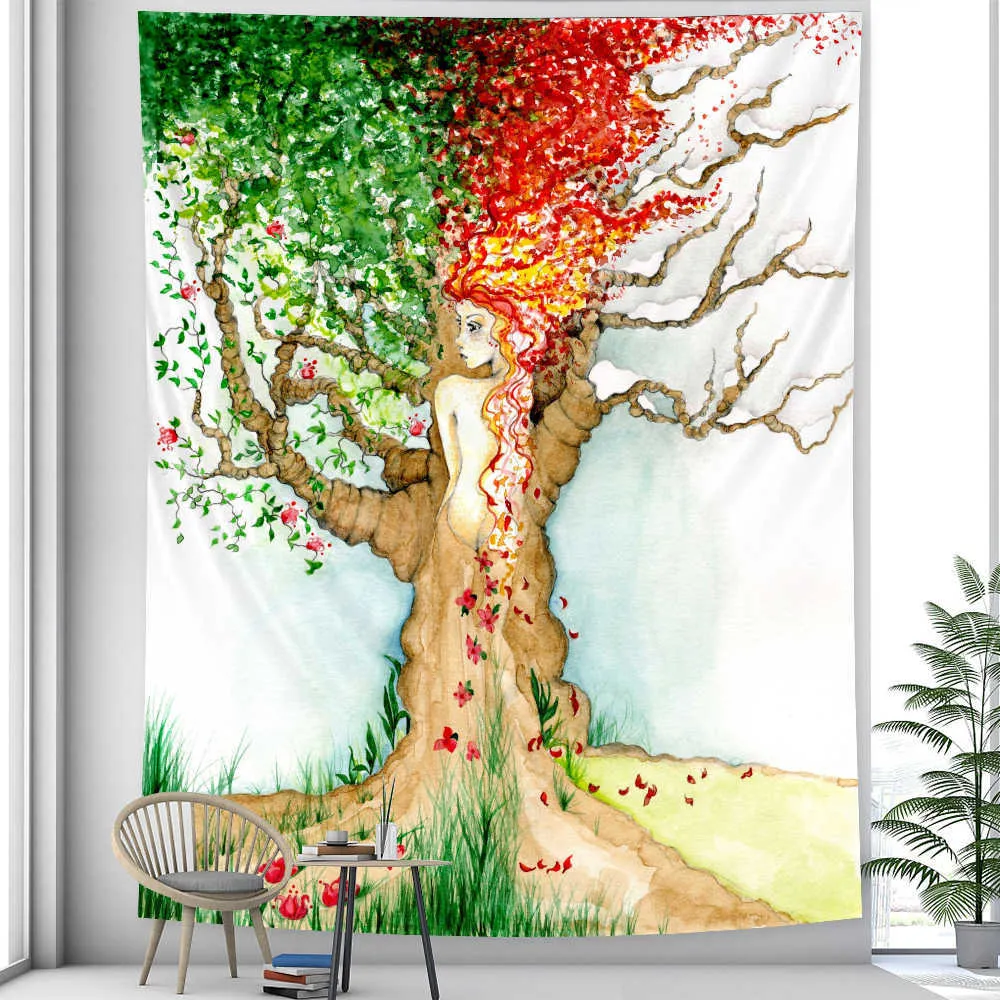 Tapisseries à la mode nordique simple tapisserie arbre de vie tapisserie paysage papier peint art mural décoration de la maison pad pendentif