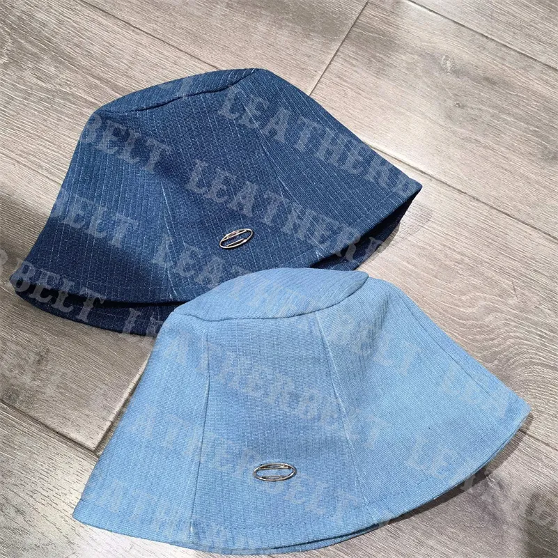 Cappello da pescatore in denim Donna Uomo Viaggi Cappelli da pescatore Lettera in metallo Cappellini a tesa avara Cappellino da sole per esterni