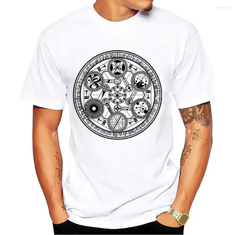 Herr T-shirts Högupplöst Magic Array Tee Shirt Homme Vit Casual MÄN Plus Size T-shirts HD Circle Tshirts