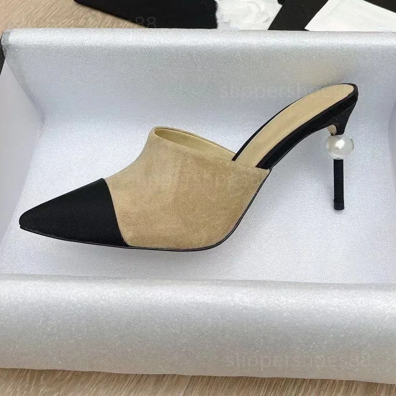 Wholesale Designer Pearl Mule Well Heeled Pumps With Cap Toe And Leather High Heel For Women At Only 72.87 DHgate.Com